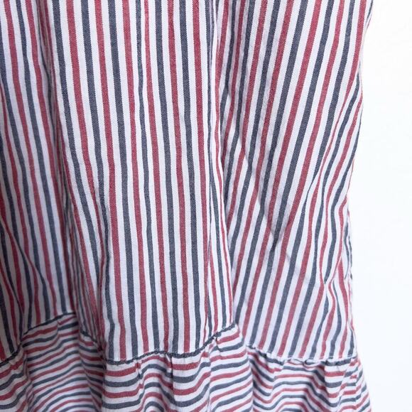 Old Navy Midi Dress Size XL Red White Blue Striped Ruffle Smocked Patriotic Maxi - Picture 3 of 9